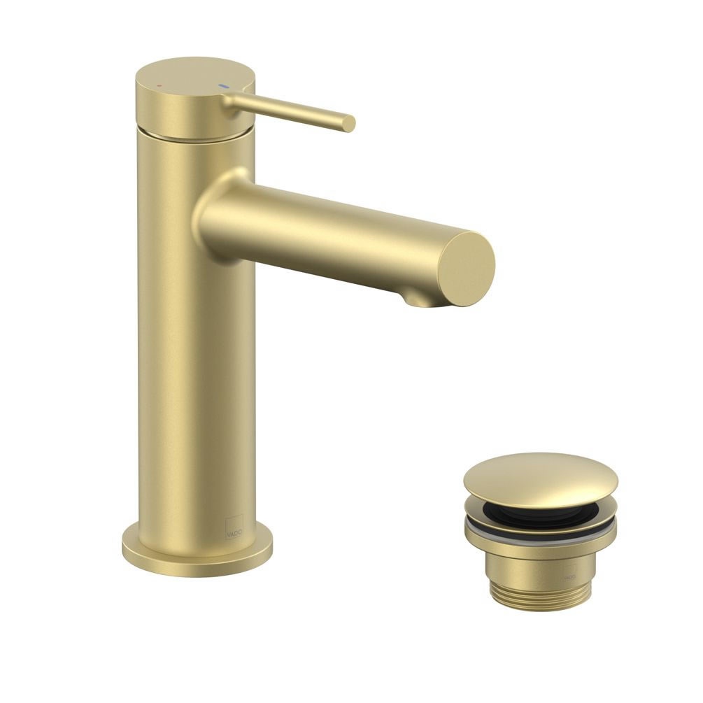 Vado Safari Lever Satin Brass Mono Basin Mixer With Waste